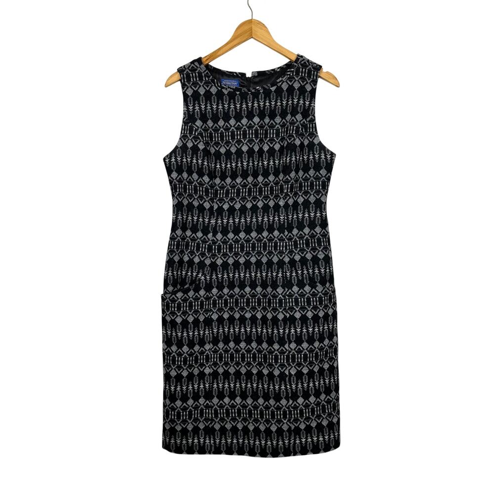 Pendleton Black & Gray Kiwanda Geometric Virgin Wool Sheath Dress